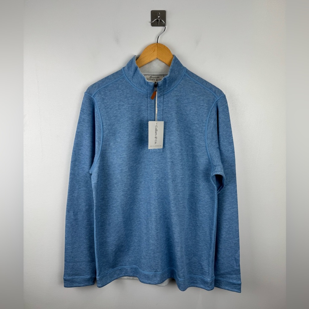 NWT Collars & Co. Men Cotton Half Zip Sweater Blue Size Small - Picture 1 of 6